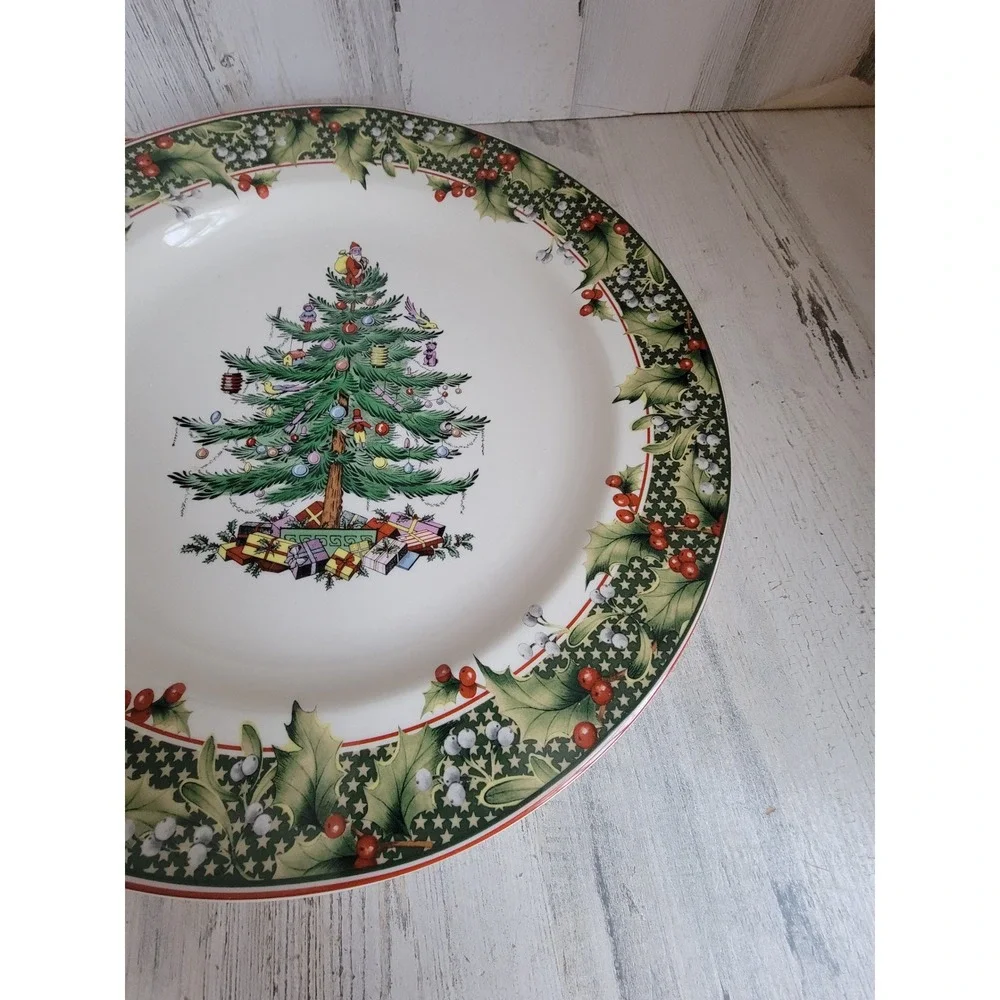 Vintage 12‎ Spode xmas tree berry plate home decor Mistletoe